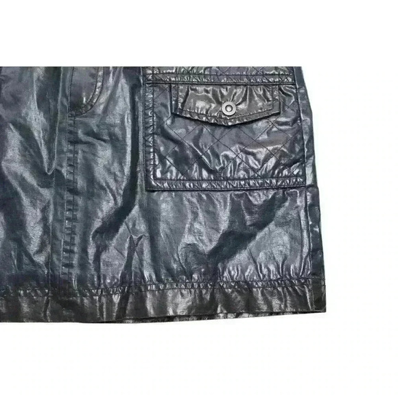 NWT Free People Blue Faux Leather Quilted Mini Skirt Size 8 Cargo Pockets $128 - Picture 6 of 11